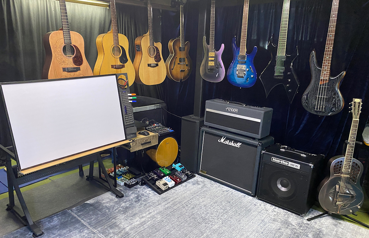 Guitar teaching studio with guitars